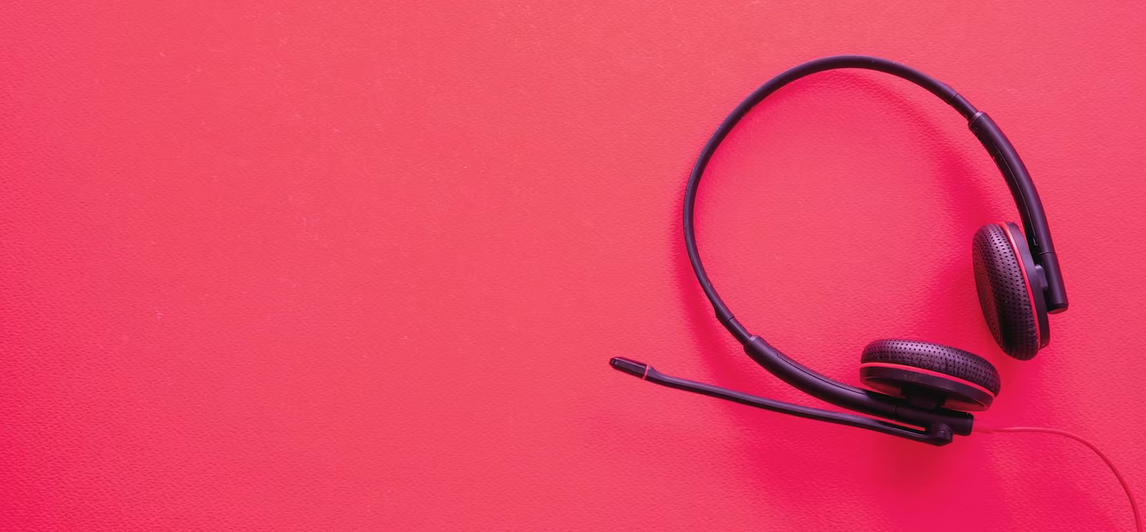 Headset on red background Headset on red background